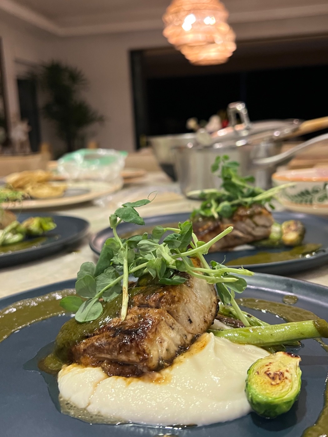 Steak plated for a private dinner at a Cabo villa