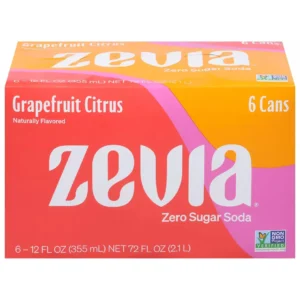 Zevia Zero Sugar Grapefruit Citrus Soda 6 pack – 12 oz Cans