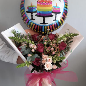 Flower bouquet and balloon