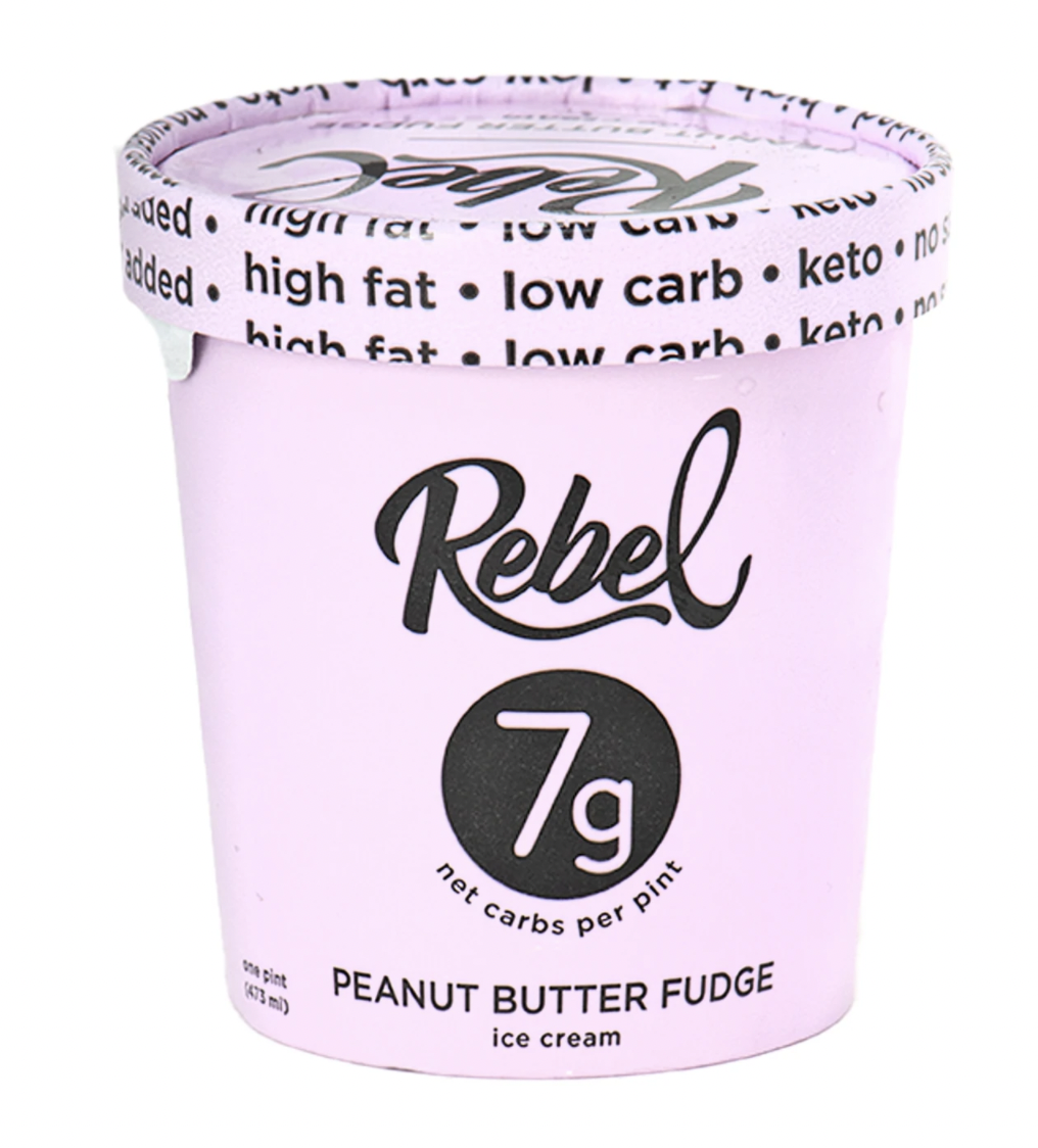 Rebel Ice Cream Low Carb, Keto Peanut Butter Fudge 1 pint
