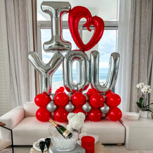 I Love You Sculpture (Red&Silver)