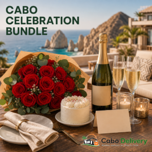 Cabo Celebration Bundle with flowers, cake and sparkling wine