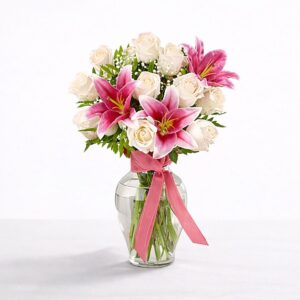 Share the Light Rose & Lily Vase — Cabo Delivery flowers in Cabo San Lucas
