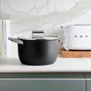 Smeg Pot Aluminio 26 cm with Tapa Cristal, Varios Colores