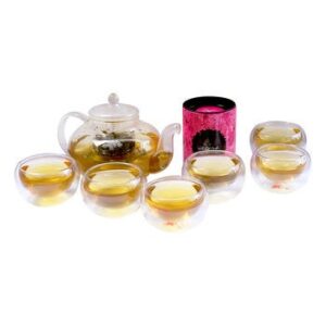 Zoma Tea Collection Set Tetera with 6 Tazas Doble Cristal & un Tea 80 g