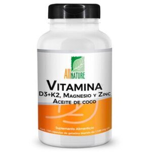 All Nature Vitamin D3+k2 Magnesium Zinc & Coconut Oil 150 Capsules