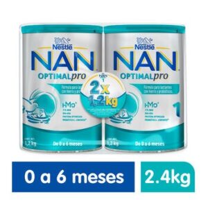 Nestle NAN Optipro 1, fórmula for bebé (2 Cans 1.2 kg Each)