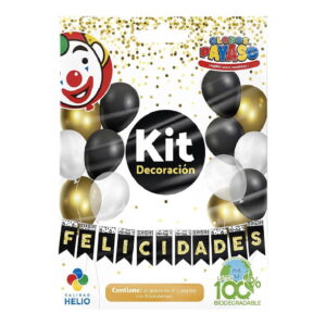 Payaso Black & Gold Balloon Kit 31 piezas