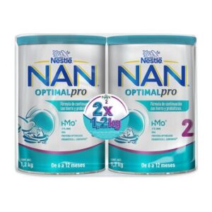 Nestle NAN Optipro 2 fórmula for bebé 2 Cans 1.2 kg
