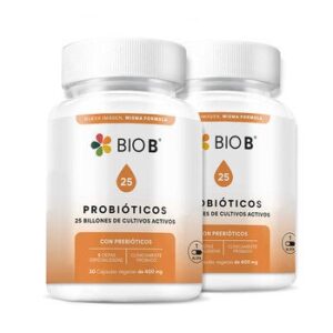 Bio B Probióticos 25 Billones 2 Frascos 30 Capsules Each