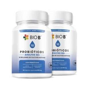 Bio B Probióticos Adulto 50+ with 10 Billones 2 Frascos 30 Capsules Each