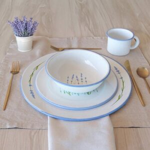 Baro Industrial, Dinnerware Steel Porcenalizado (Peltre) with Diseño, 16 Pieces, Modelo Lavender