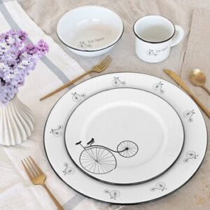 Baro Industrial, Dinnerware Steel Porcenalizado (Peltre) with Diseño, 16 Pieces Modelo Velo