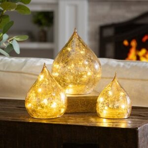 Evergreen, 3 Lámparas LED Forma Gotas Lluvia Cristal, Varios Colores