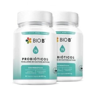 Bio B Probióticos 75 Billones 2 Frascos 30 Capsules Each
