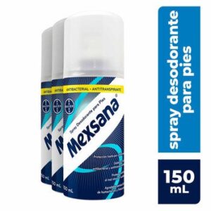Mexsana Talco Spray Deodorant for Pies3 Frascos 150mL Each