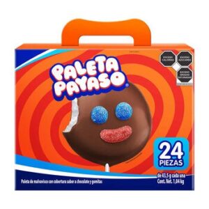 Ricolino Paleta Payaso Malvavisco Cubierto with Chocolate & Gummies 24 Pieces