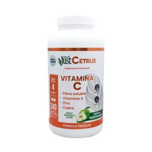 JustCetrux Vitamin C, Fibra Soluble, Zinc & Cobre Bottle with 240 Tabletas