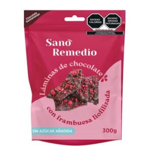 Sano Remedio, Laminas Chocolate without Azucar with Raspberry Liofilizada 300 g
