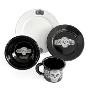 Baro Industrial, Dinnerware Peltre, Diseño Cempasuchil 16 Pieces