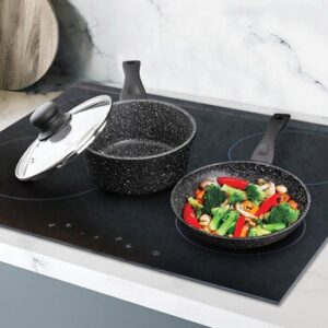 Westinghouse, Cookware Set Marmol Negro, 3 Pieces