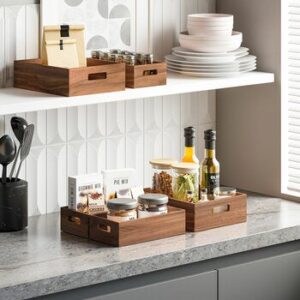 Seville Classics Set Cajones for Almacenamiento Madera Acacia, 5 Pieces