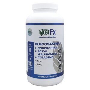 JustFX Glucosamina Condroitina, Ácido Hialurónico, Colágeo, Zinc & Boro Bottle 180 Capsules