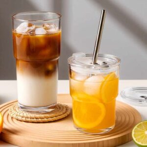 King Crystal 8 Glasses Glass with Tapa & Popote