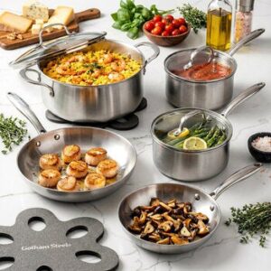 Gotham Steel Cookware Set Cocina Stainless Steel, 10 Pieces