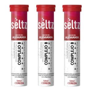 Seltz Complejo B 3 Tubes with 20 Tabletas Efervescentes Each Flavor Cereza
