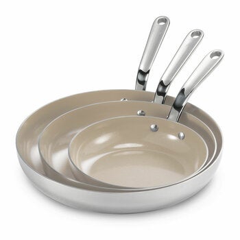 Tramontina, Frying Pans Stainless Steel Triple Capa with Revestimiento Cerámico Nonstick, 3 Pieces