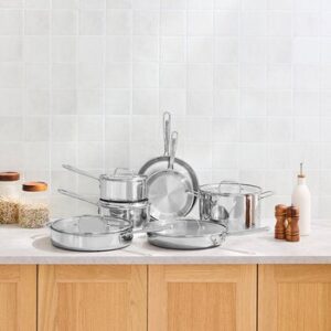 T-Fal Cookware Set Cocina Stainless Steel Tri-Ply, 12 Pieces