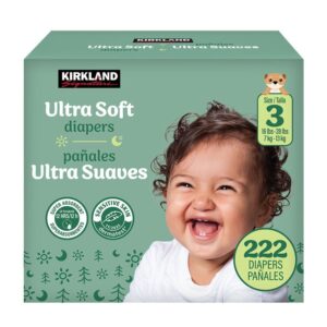 Kirkland Signature Unisex Diapers Size 3, 222 Count