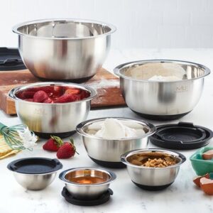 MIU, Set Tazones Stainless Steel for Mezclar with Tapa, 14 Pieces