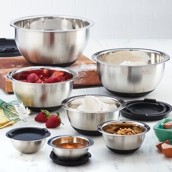 MIU, Set Tazones Stainless Steel for Mezclar with Tapa, 14 Pieces