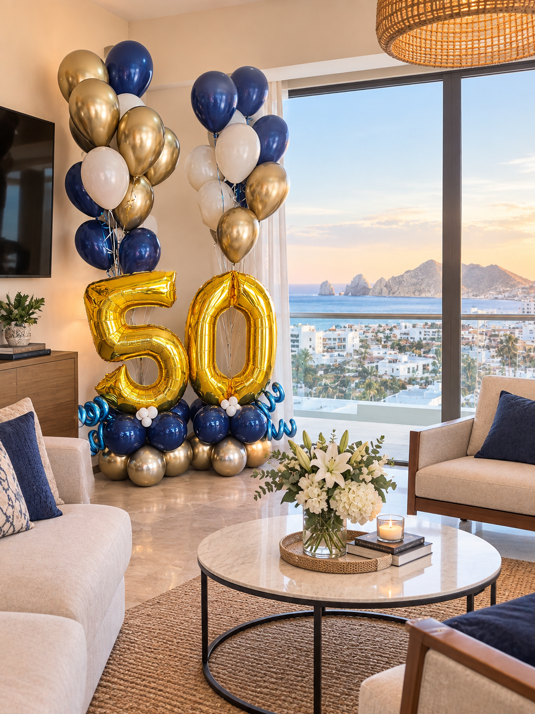 Double Number Balloon Display with 20 Balloons — Cabo Delivery balloons in Cabo San Lucas