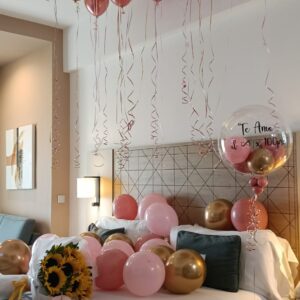 24 Roses & Personalized Birthday Balloon Room Decor — Cabo Delivery balloons in Cabo San Lucas