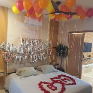 Anniversary Heart Balloons & Rose Petals — Cabo Delivery balloons in Cabo San Lucas