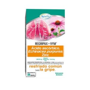 Regripax + VYM Ácido Ascórbico 300mg, Echinacea Purpurea 250mg , Zinc 16.40mg 2 30 Capsules