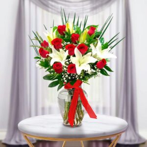 Rose & Lily Glass Vase — Cabo Delivery flowers in Cabo San Lucas