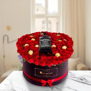 Rose, Chocolate & Tennessee Whiskey Box — Cabo Delivery flowers in Cabo San Lucas