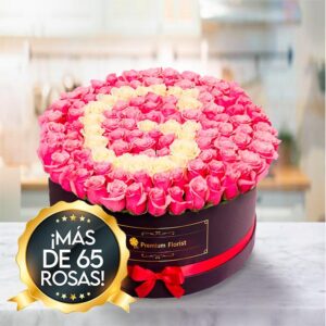 Personalized Initial Rose Box in Black — Cabo Delivery flowers in Cabo San Lucas