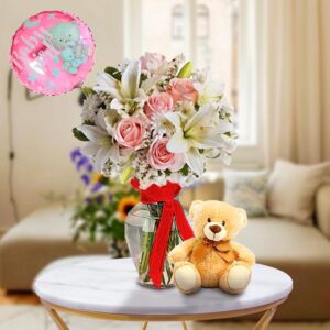 Welcome Baby Rose & Lily Gift — Cabo Delivery flowers in Cabo San Lucas