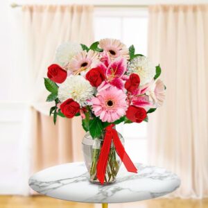 Rose, Lily & Gerbera Garden Vase — Cabo Delivery flowers in Cabo San Lucas