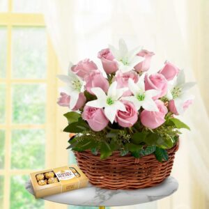 Unforgettable Rose & Lily Basket — Cabo Delivery flowers in Cabo San Lucas