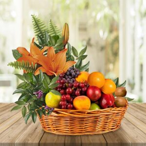 Fresh Fruit & Lily Basket — Cabo Delivery flowers in Cabo San Lucas