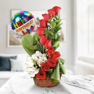 Exotic Birthday Rose Basket — Cabo Delivery flowers in Cabo San Lucas
