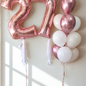 Pink & Rose Gold Birthday Number Bouquet — Cabo Delivery balloons in Cabo San Lucas