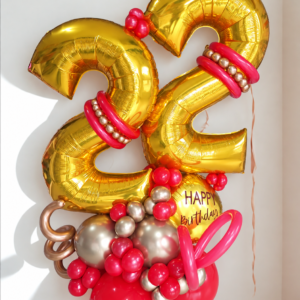 Personalized Orb & Jumbo Number Centerpiece — Cabo Delivery balloons in Cabo San Lucas