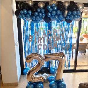 Birthday Balloon Garland & Personalized Backdrop — Cabo Delivery balloons in Cabo San Lucas